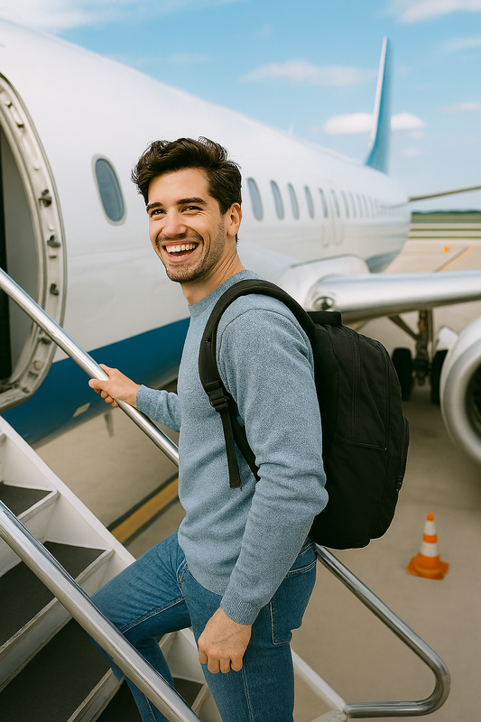 Man happy getting on a plane.png