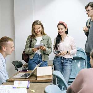 group of people studying together