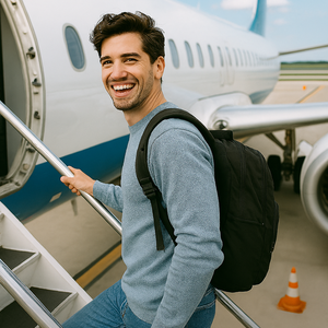 Man happy getting on a plane.png