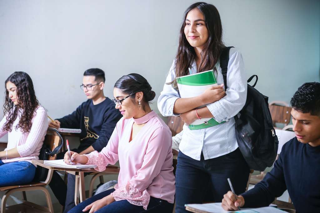 College student in classroom