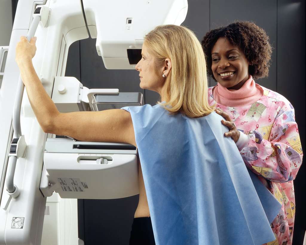 A female patient undergoing a mammogram in Las Vegas