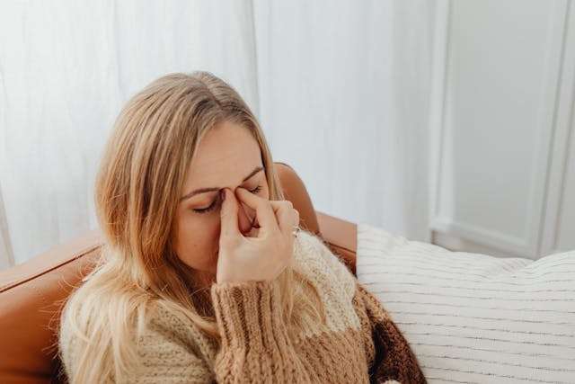 Woman with a sinus infection